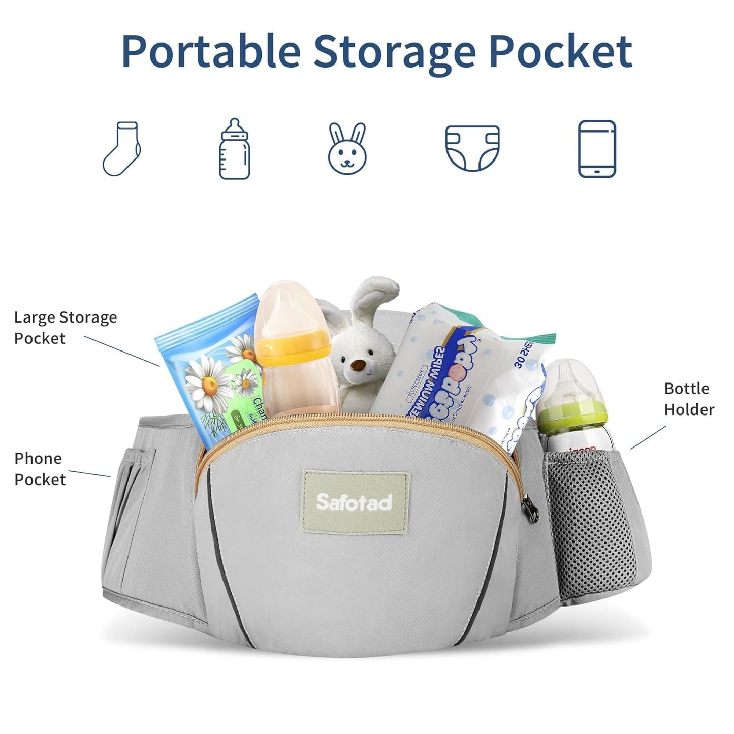 Baby Carrier with Hip Seat,Ergonomic M Position 6In1 Baby Carrier Newborn to Toddler,Head Support and Breathable Mesh Newborn Carrier,Adjustable Baby Holder Carrier for Dad&Mom-Grey