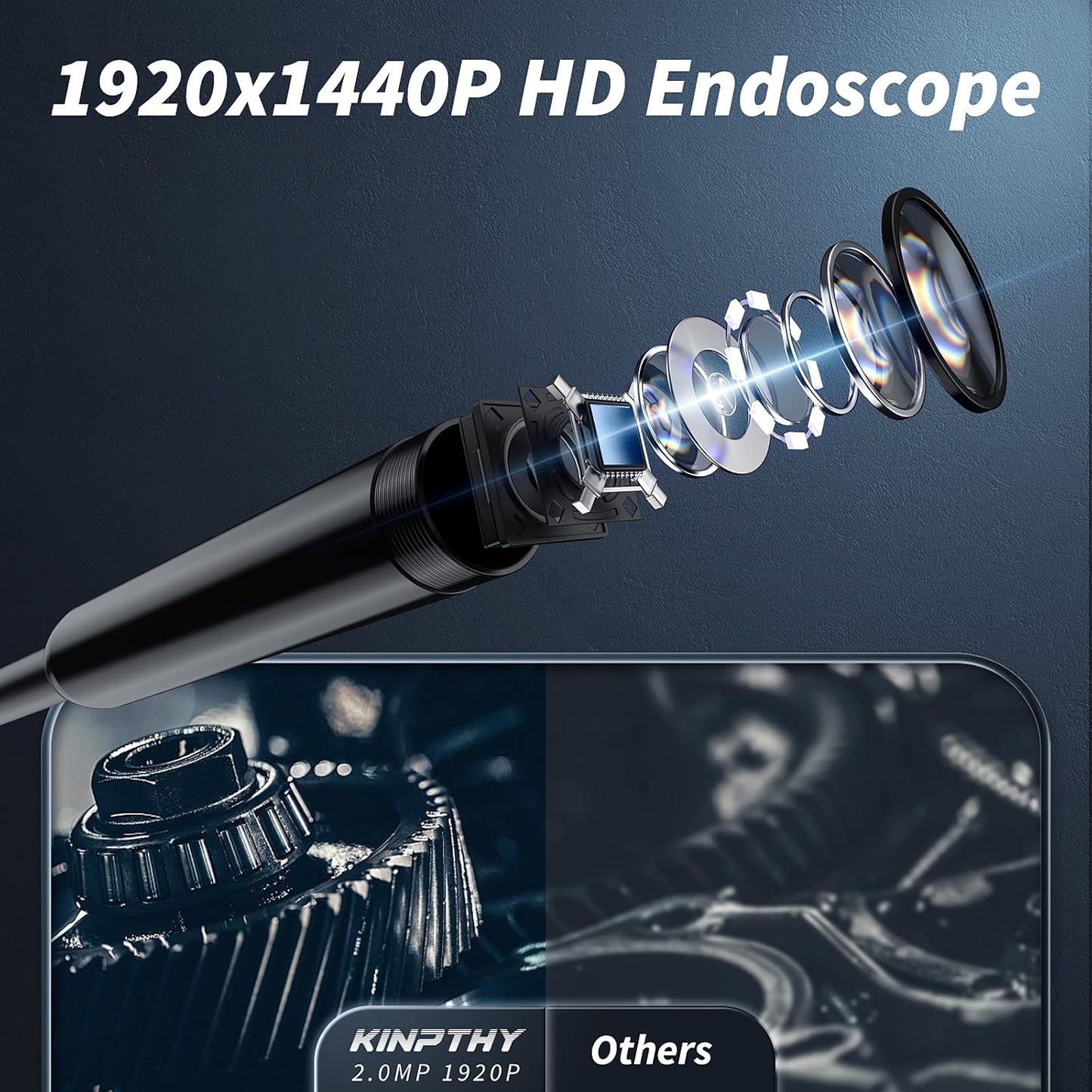 Endoscope Camera with Light, 1920P HD Borescope Tools with 8 Adjustable LED Lights, Endoscope with Semi-Rigid Snake Camera, Inspection Borescope for Ios and Android-16.4Ft Single Lens