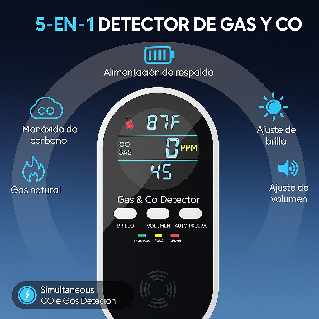 Detector de Gas y CO Portátil