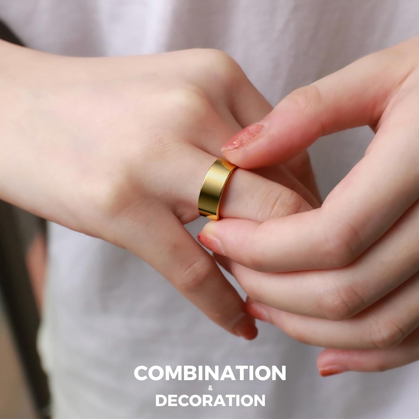 Smart Ring for Women Men Fitness Tracker with Blood Pressure,Heart Rate,Sleep Monitoring,Step Counting,For Iphone and Android,Waterproof Smart Blood Pressure Monitor,No Subscription Fees,Gold 8 Size