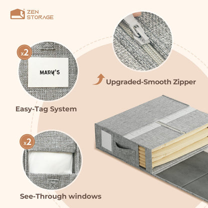 8Pack Sheet Organizers and Storage - King/Queen Size Sheet Storage Organizer with Window, Foldable & Dustproof Sheet Organizer for Linen Closet for Summer Blankets & Sheet Sets,Grey