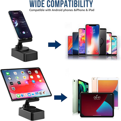 Cell Phone Stand with Wireless Bluetooth Speaker, LED, Anti-Slip Base HD Surround Sound,Perfect for Home/Outdoor with Bluetooth Speaker for Desk Compatible with iPhone/ipad/Android,Gifts for Men Women