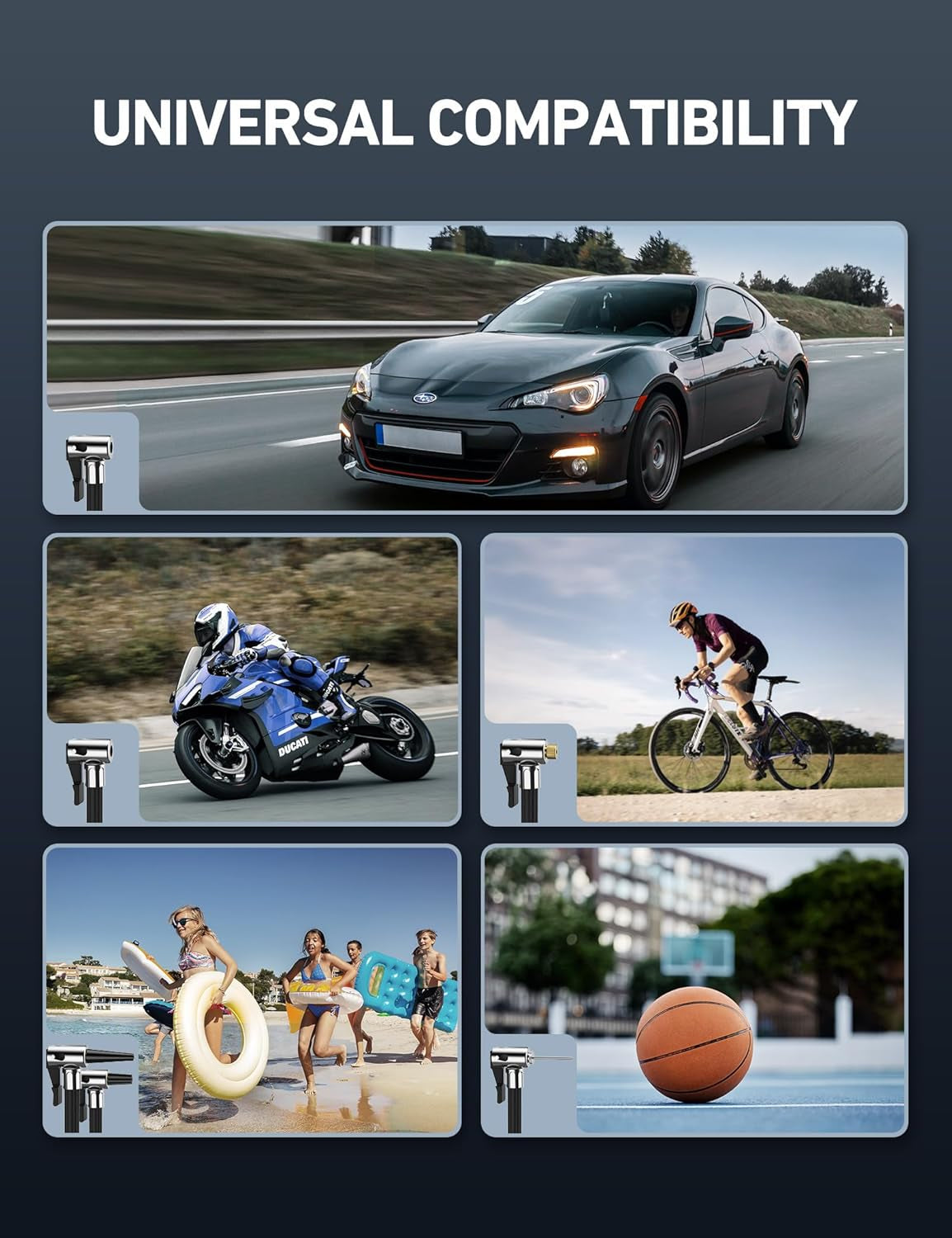 Tire Inflator Portable Air Compressor (Up to 150 PSI) Tire Pump for Car 12V DC Digital Air Pump with 12 Leds Super Bright Light for Bicycle, Motorcycle, Automotive Car Accessories