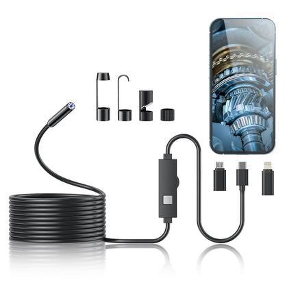 Endoscope Camera with Light, 1920P HD Borescope Tools with 8 Adjustable LED Lights, Endoscope with Semi-Rigid Snake Camera, Inspection Borescope for Ios and Android-16.4Ft Single Lens