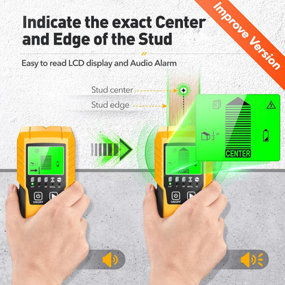 Stud Finder Wall Scanner Detector - 5 in 1 Electronic Wall Wood Metal Stud Locator Edge Center Sensor Beam for Live AC Wire Pipe Metal Lumber Joist Drywall Framing Detection